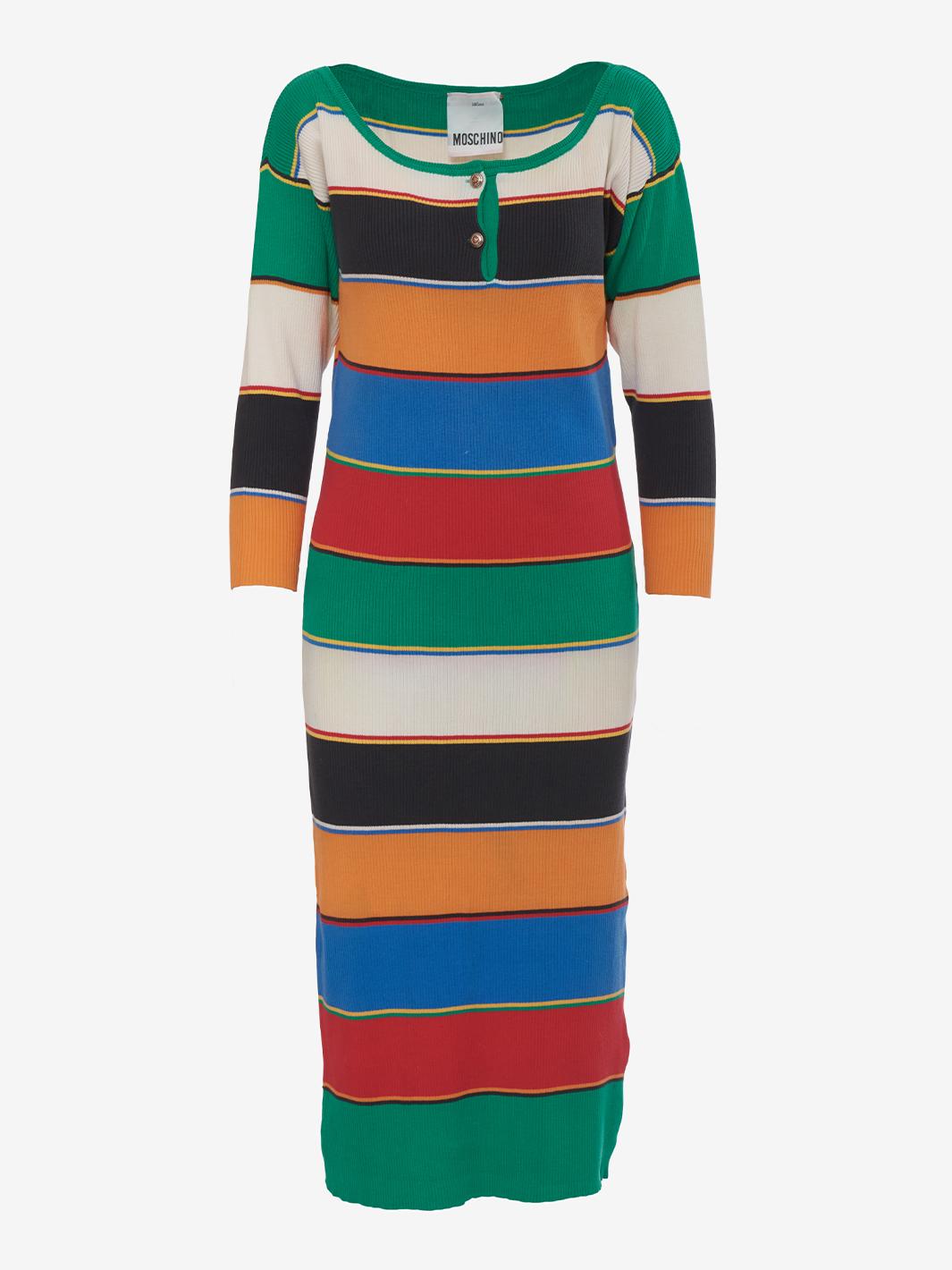 moschino bodycon dress 1990s Dress / 90s Sexy Moschino Ribbed Knit Mini Dress / Extra Small