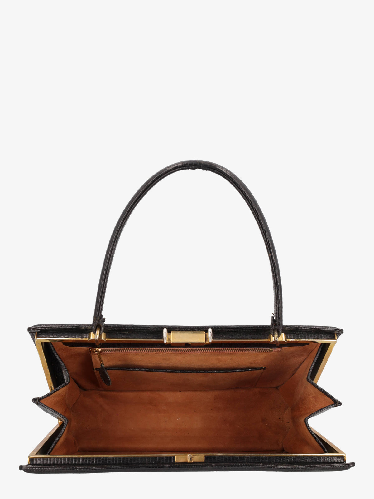 Vintage Black Lizard Leather Handbag WCV300625.37  Vintage 
