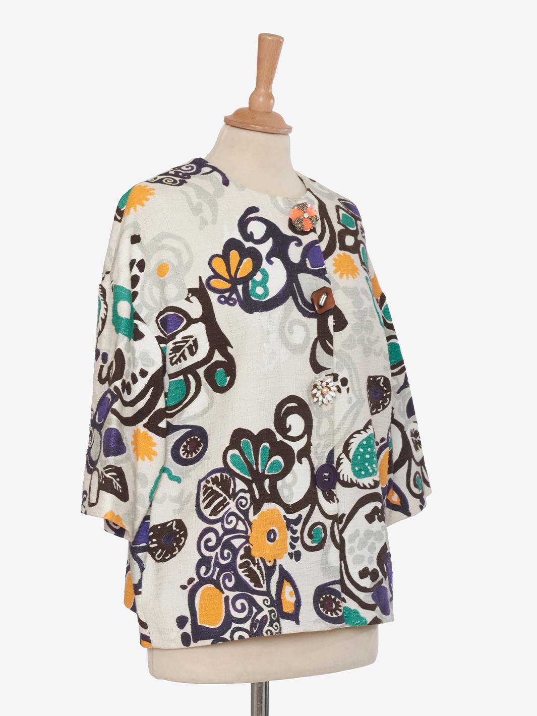 Erika Cavallini Multicolored jacket with patterned buttons