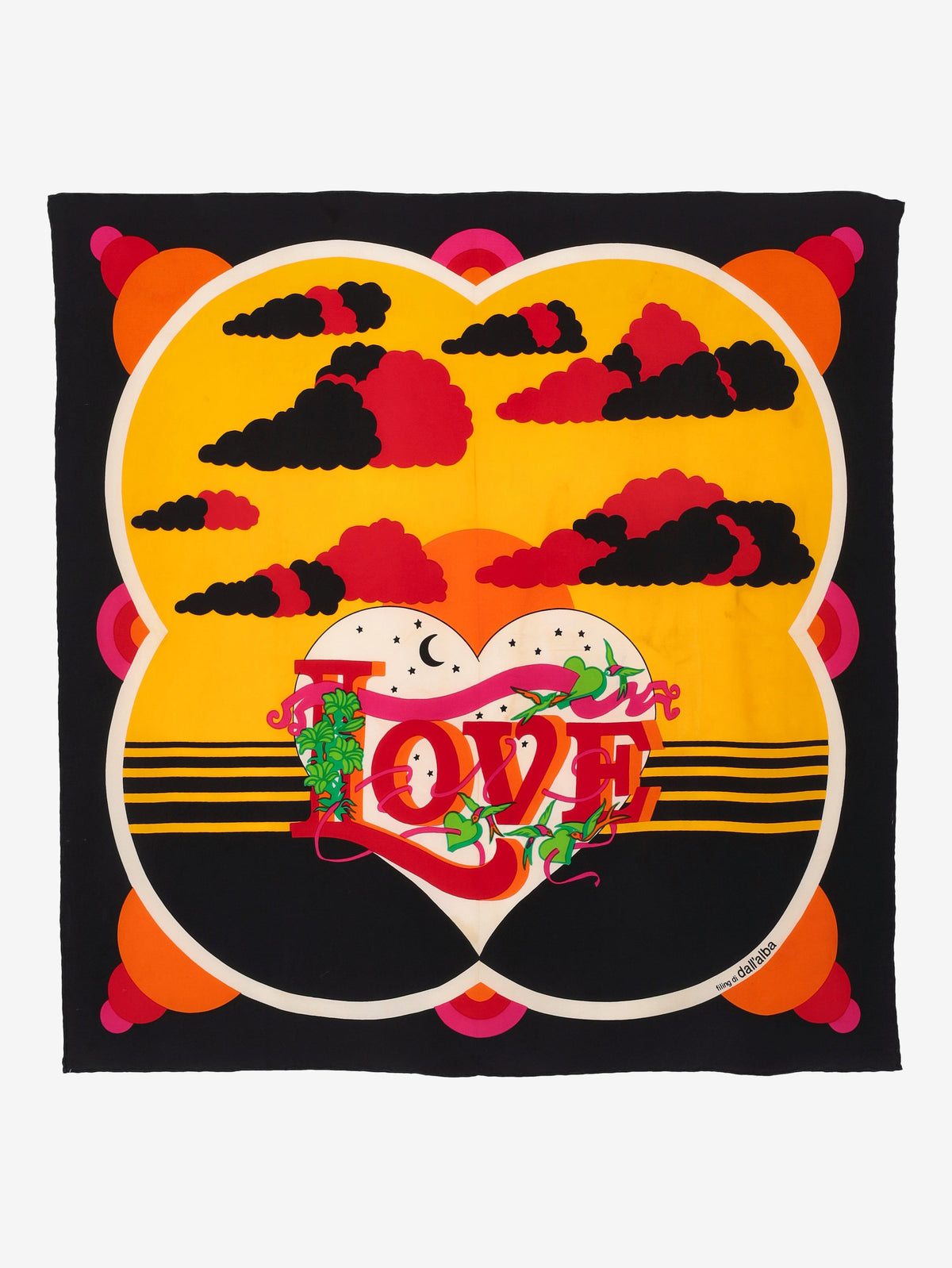 Vintage Tattoo-Inspired Silk Square Scarf W27526.81  Vintage 