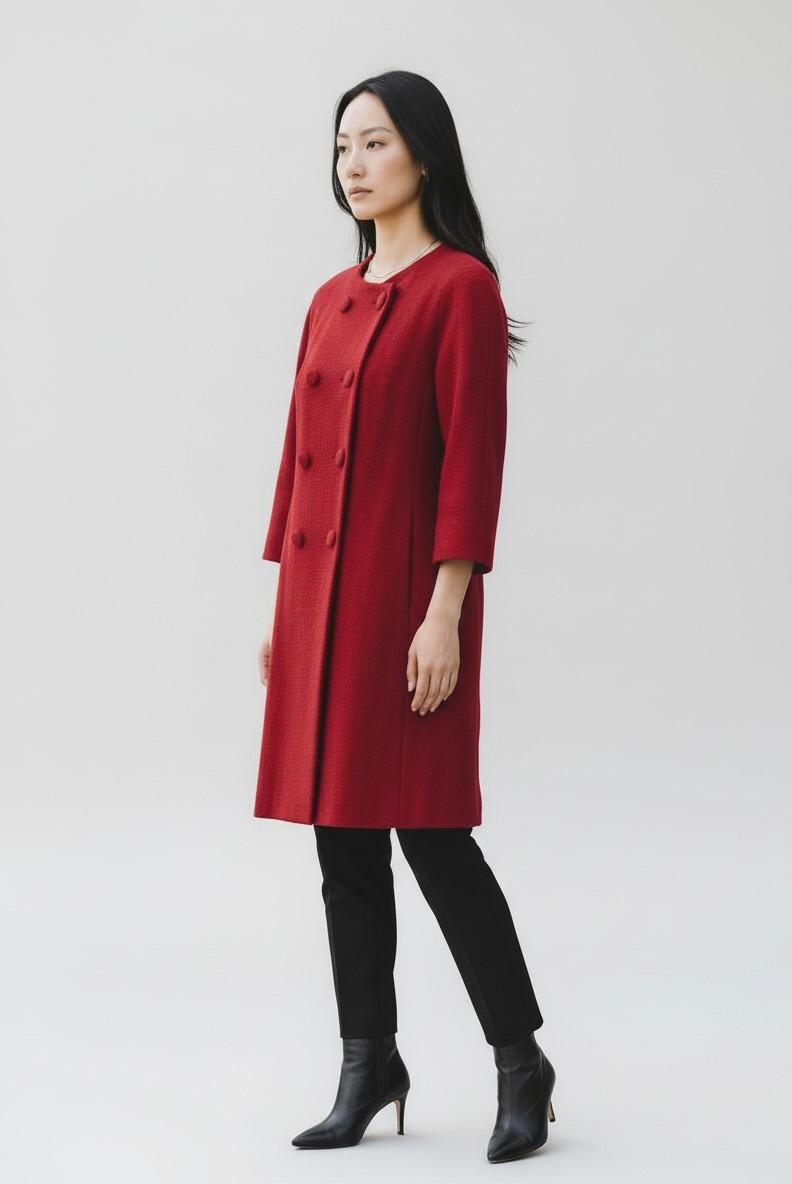 1960s Sorelle Fontana overcoat in red wool W22062103  Sorelle Fontana 
