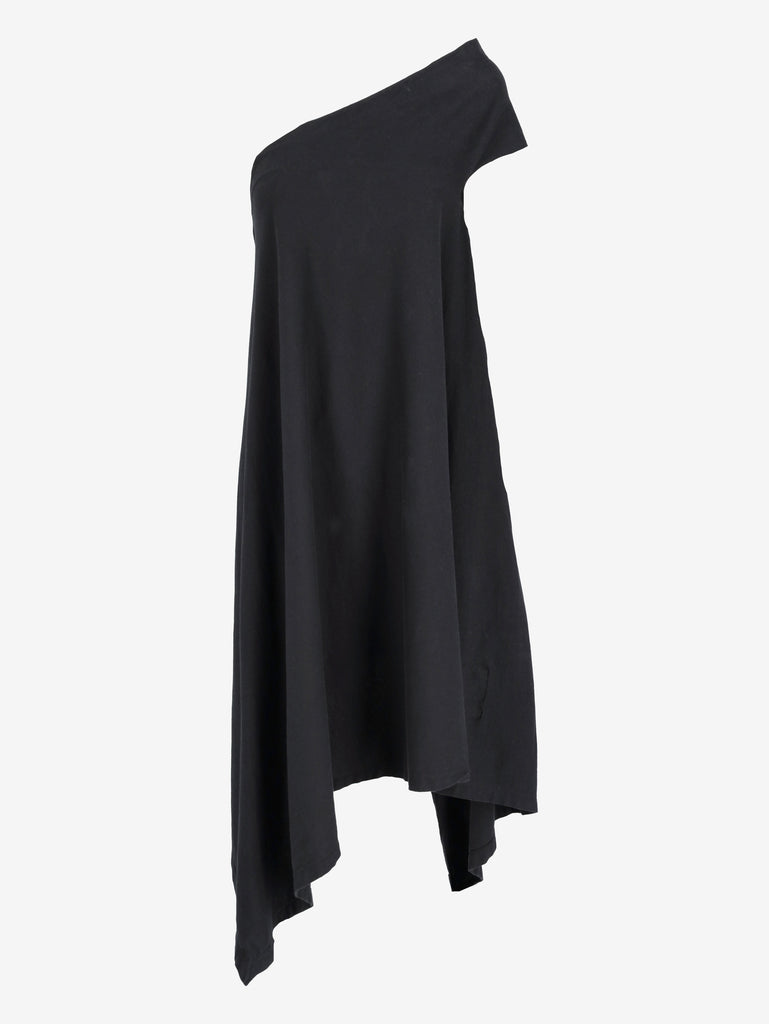 Rick Owens DRKSHDW One Shoulder Asymmetrical Dress in Black Cotton RM300625.56  Drkshdw - Rick Ownes 