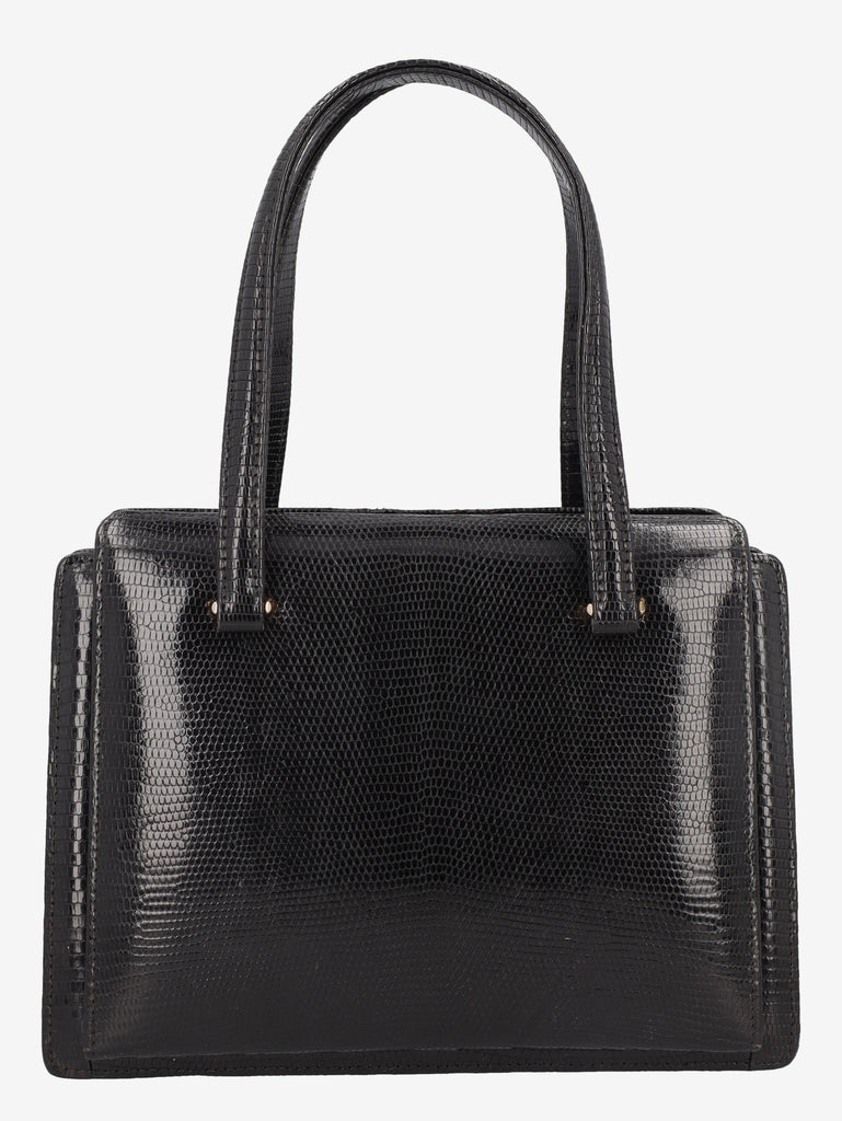 Vintage Black Lizard Leather Handbag WCV300625.38  Vintage 