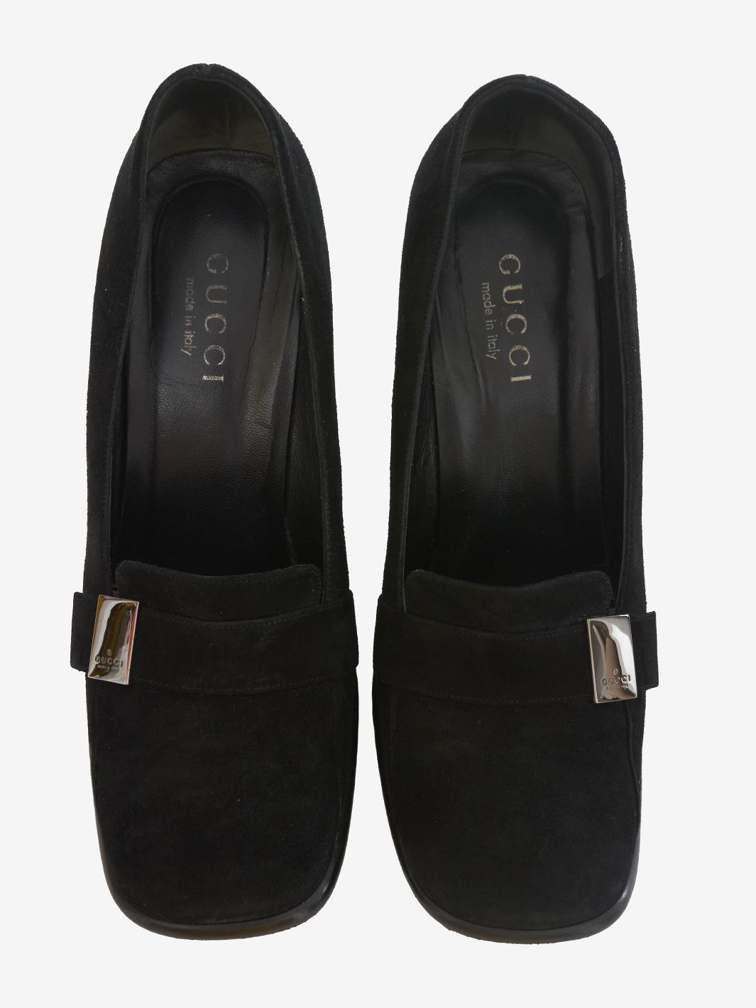 Gucci black velvet heeled loafer WCV23063003  Gucci 