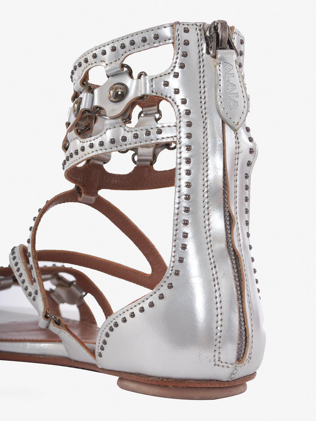 Silver studded leather Alaïa slave sandals CVM22.81.1  Alaïa 
