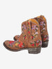 Cowboy Ankle Boots in Brown Leather with Embroidered Flowers W7426.61  Vintage 