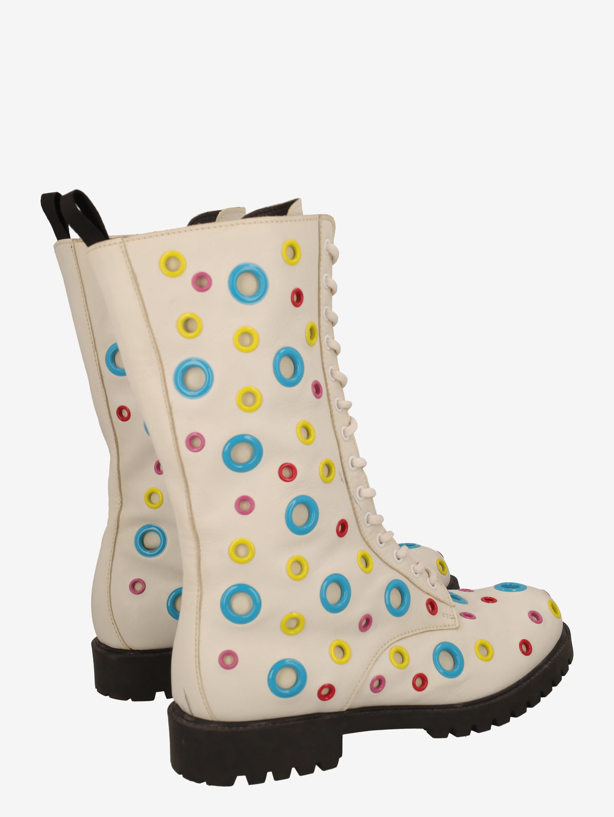 Moschino Combat Boots in White Leather WCV250821.05  Moschino 