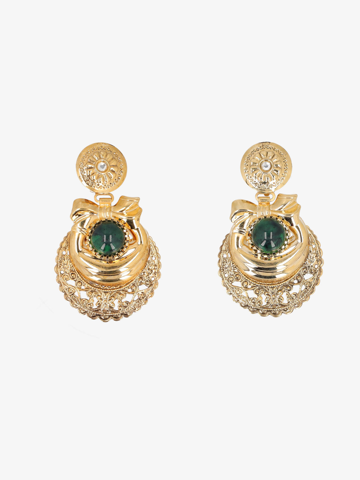 Correani Green Stone Dangle Earrings