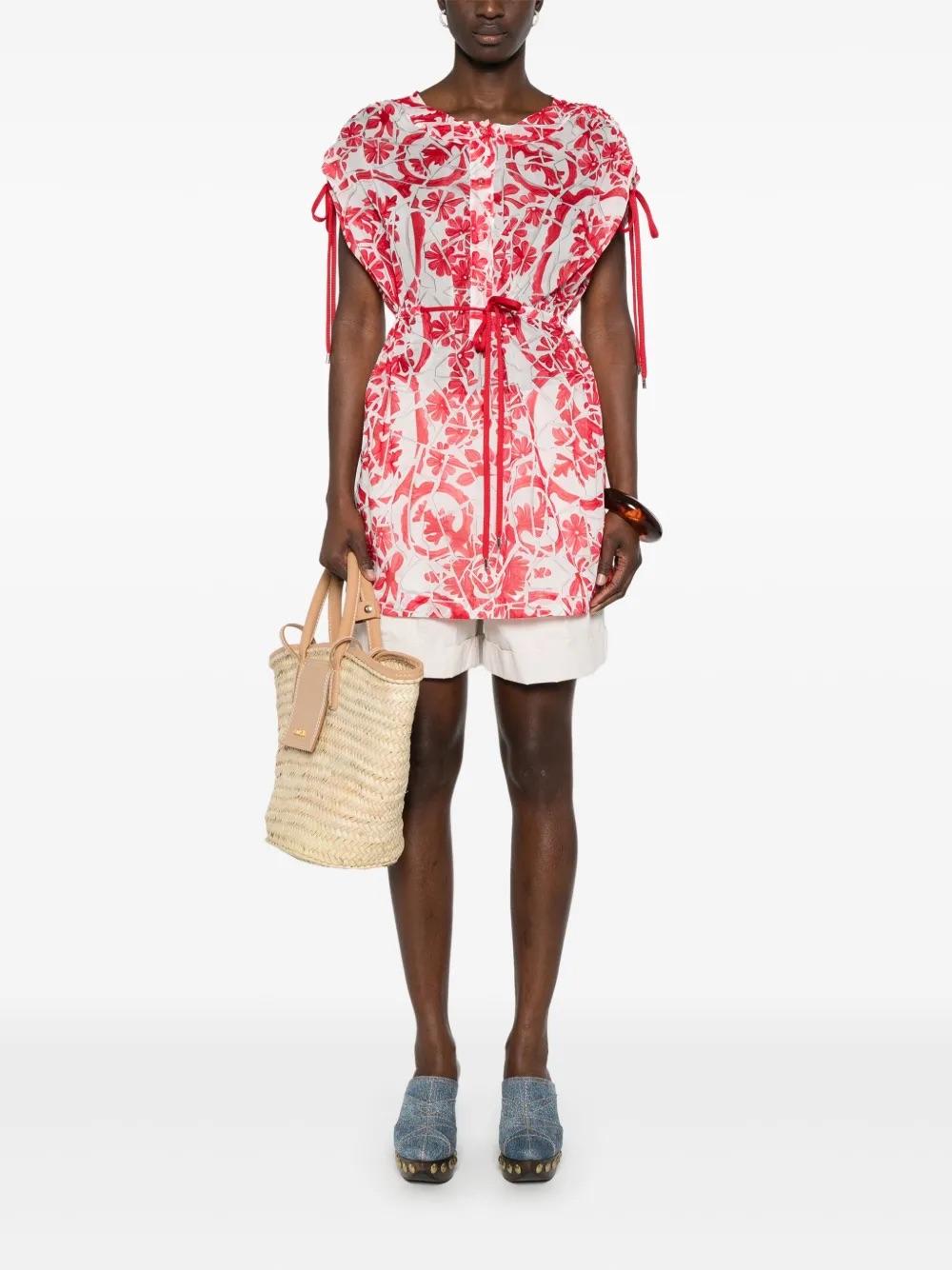 Gucci Floral-Print Semi-Sheer Cotton Mini Dress WCV241026  Gucci 