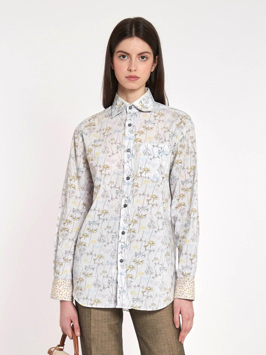 Blusa Y2K Paul Smith in cotone con fantasia di gigli colorati