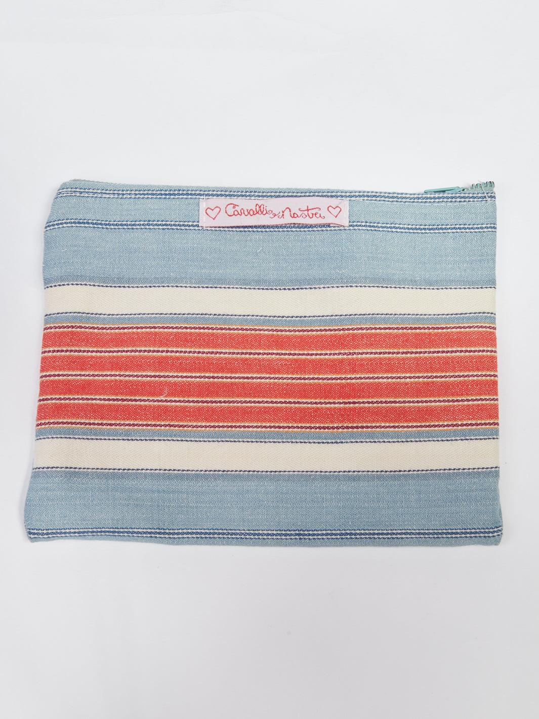 Y2K Cavalli e Nastri canvas clutch in red and blue stripes W22033123  Cavalli e Nastri 
