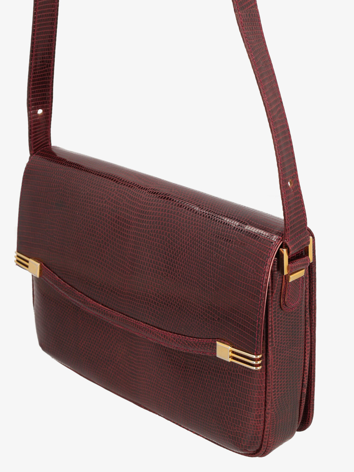 Vintage Burgundy Lizard Shoulder Bag WCV300625.36  Vintage 