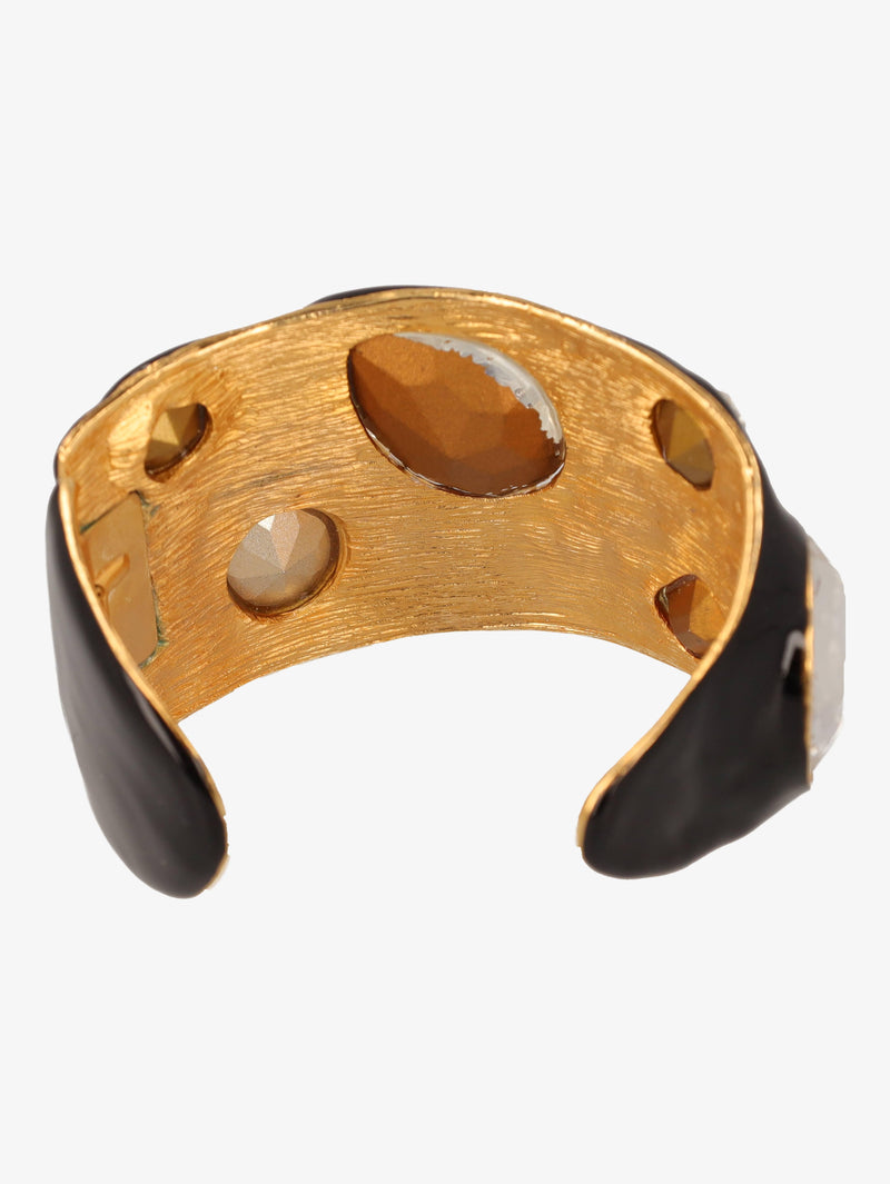 Kenneth Jay Lane Black Enamel Band Bracelet With Stones CVR24.1.143  Kenneth Jay Lane 