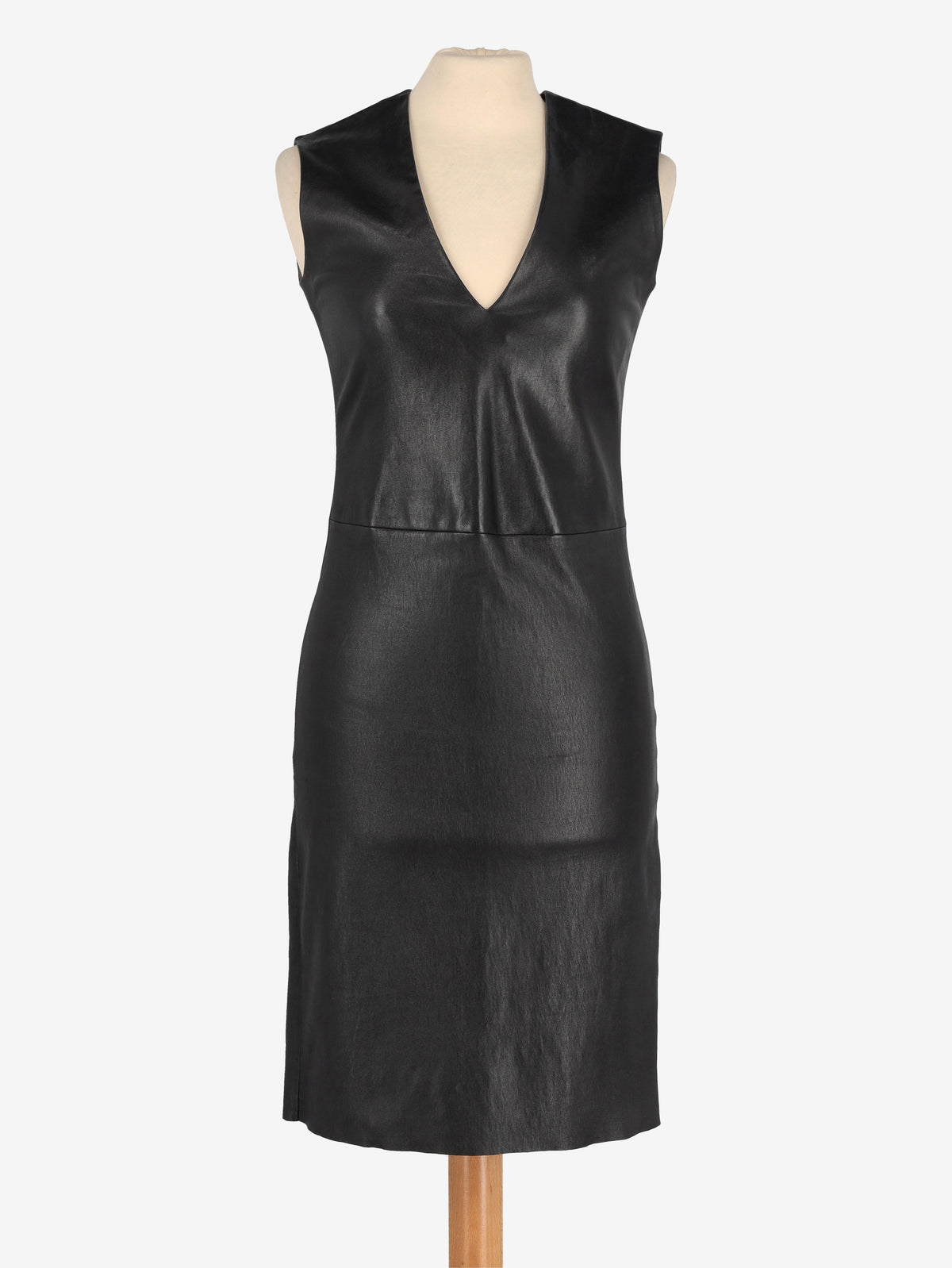 Prada V-Neck Dress in Black Leather WCV161224_67  Prada 