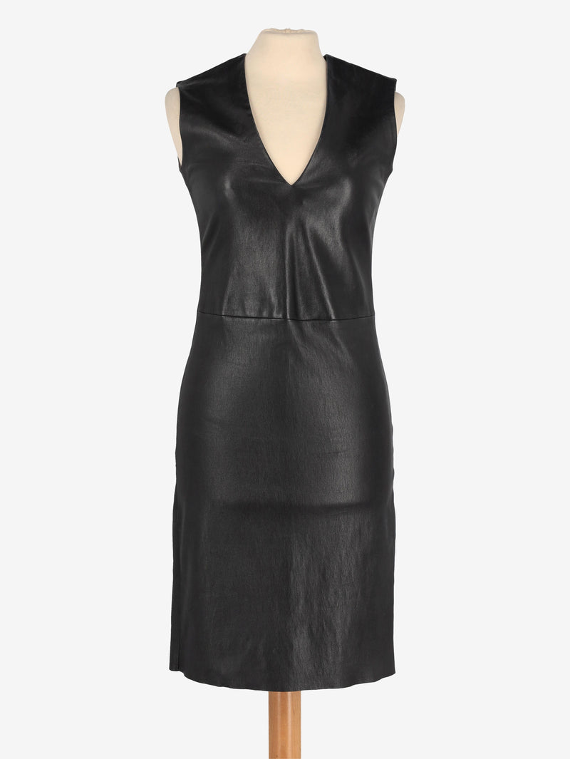 Prada V-Neck Dress in Black Leather WCV161224_67  Prada 