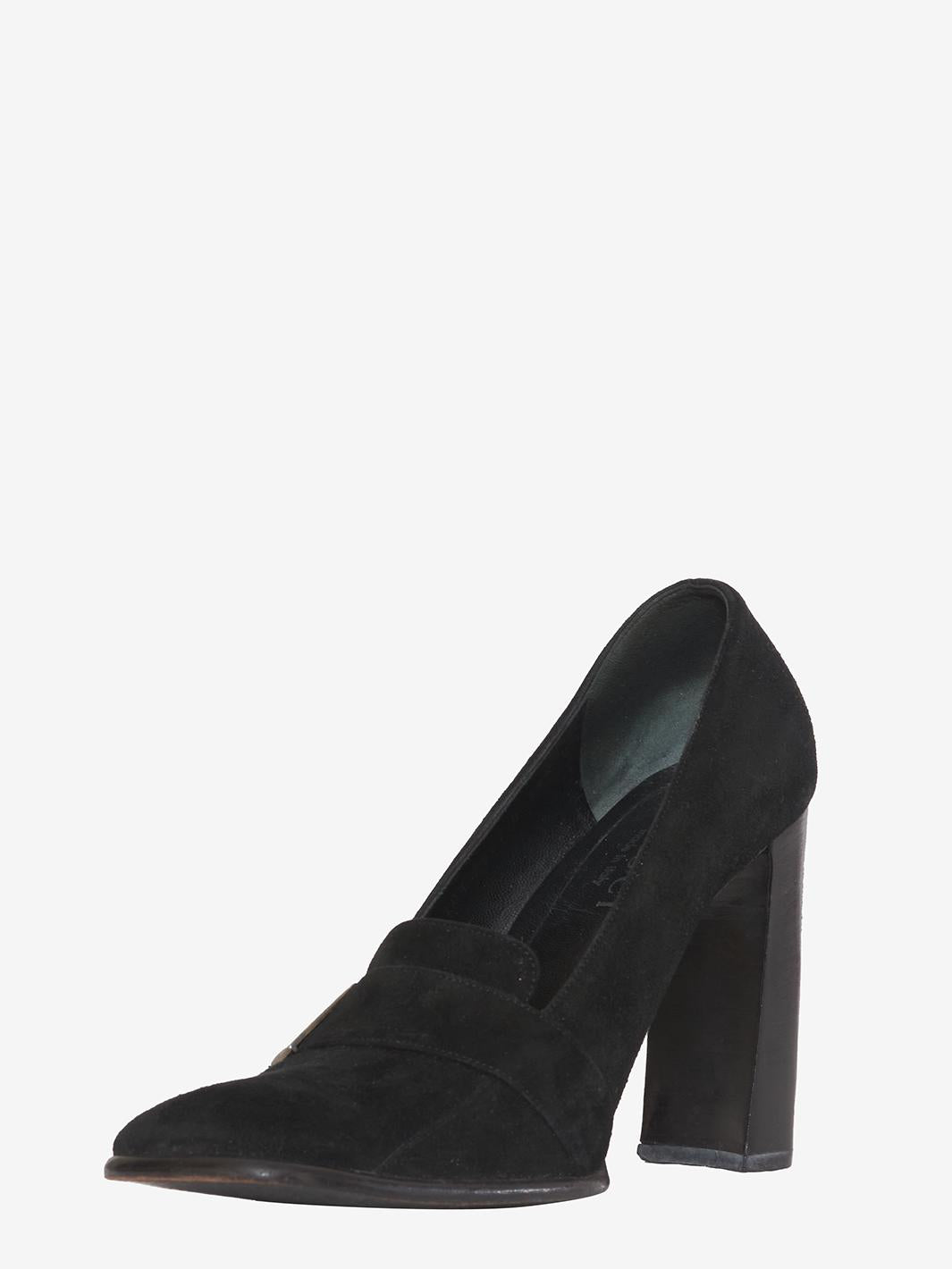 Gucci black velvet heeled loafer WCV23063003  Gucci 