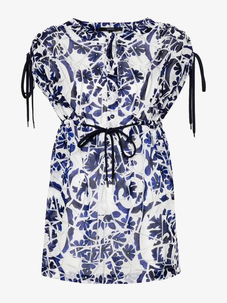 Gucci Floral-Print Semi-Sheer Cotton Mini Dress WCV241025  Gucci 
