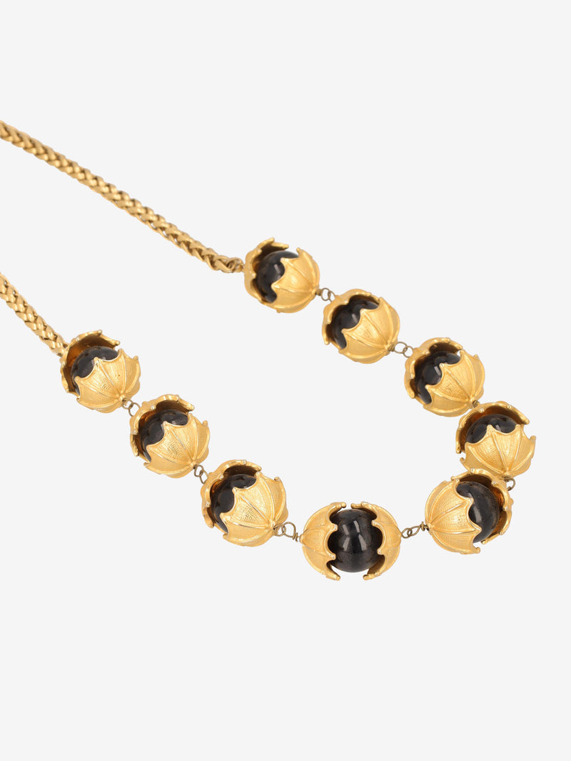 Vintage Gold-Tone & Black Orb Necklace W13426.127  Vintage 