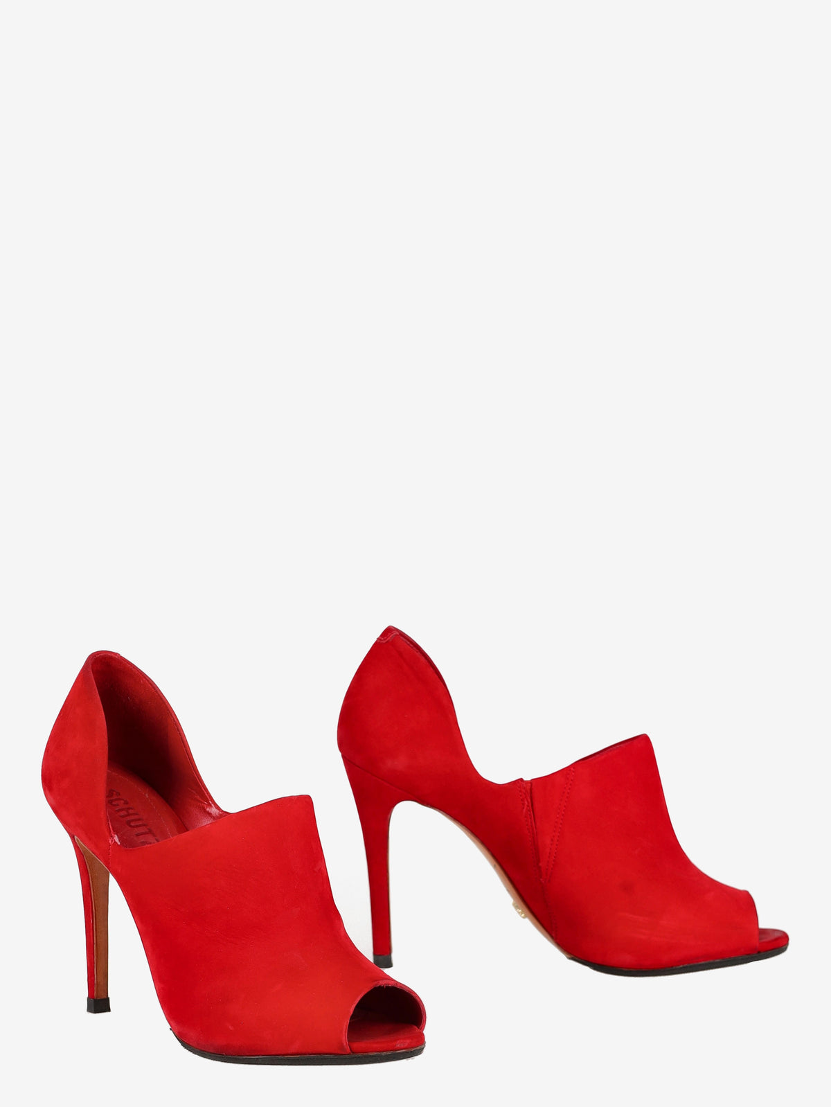 Shutz Red Suede Open-toe Pumps