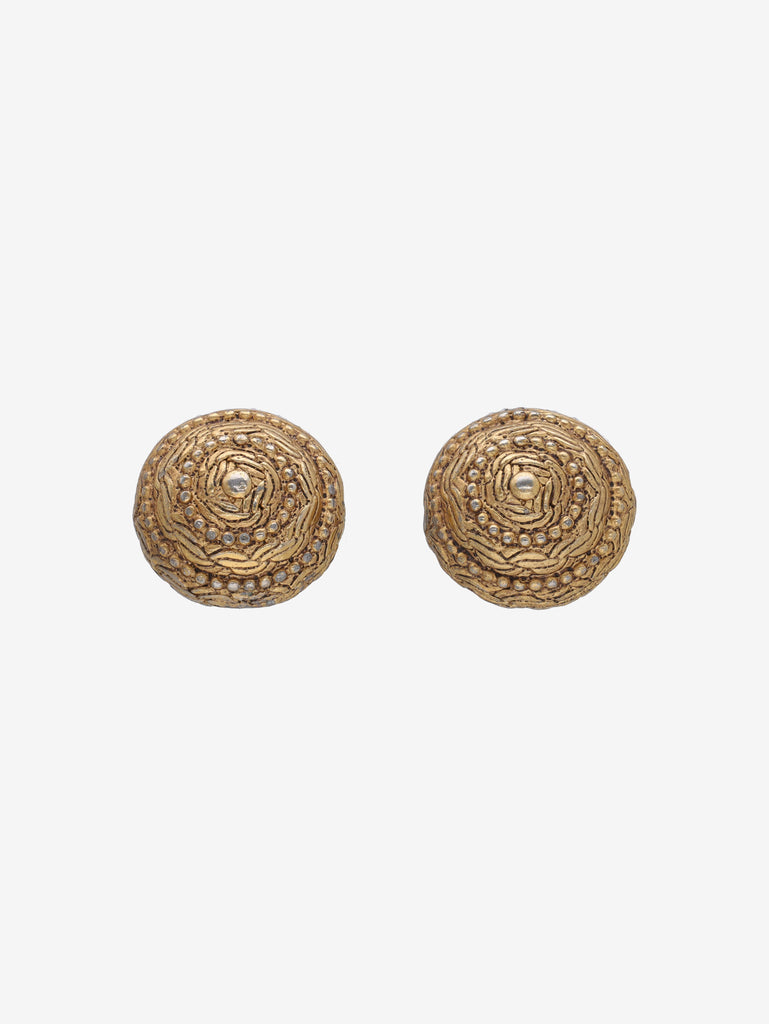 Vintage Textured Button Clip-On Earrings W13426.53  Vintage 