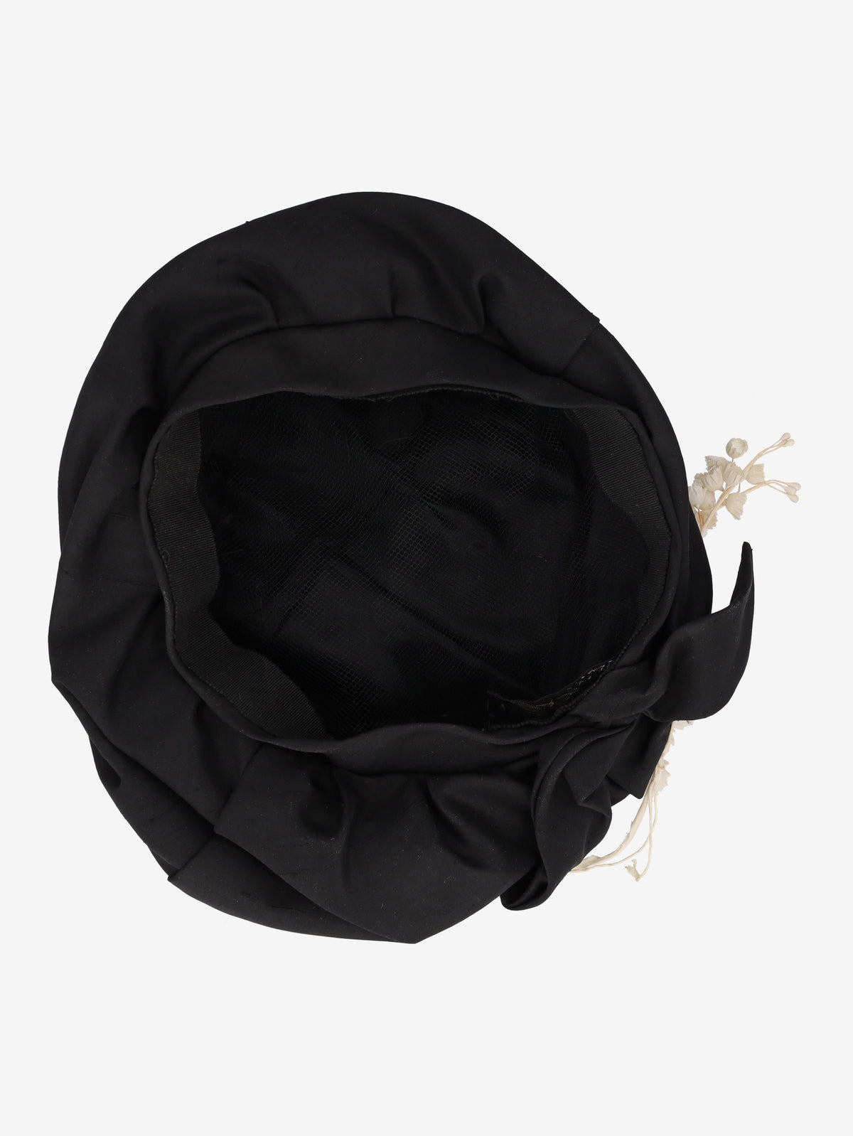 Vintage Black Silk Cloche Hat with Floral Detail M1401171  Vintage 