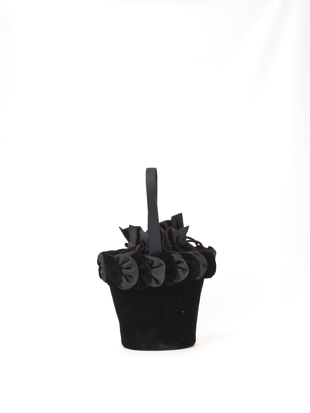 Black velvet bucket bag W22090901  Vintage 