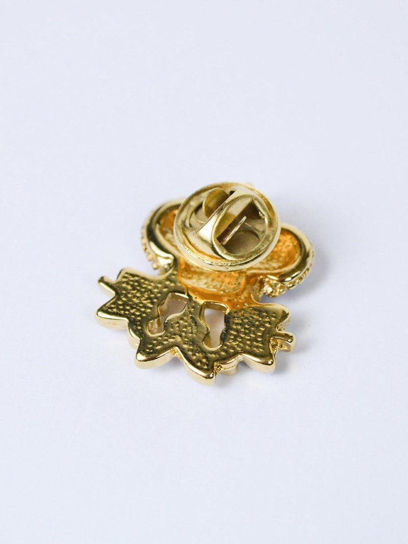 1980s crown-shpaed small pin with rhynestone and blue gems W22051811  Vintage 