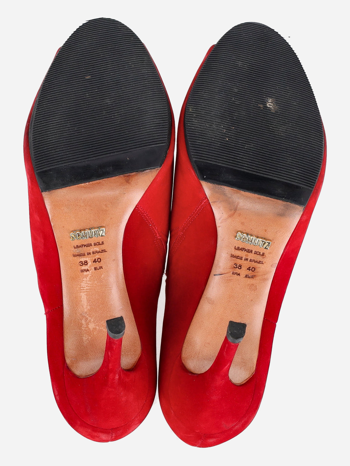 Shutz Red Suede Open-toe Pumps