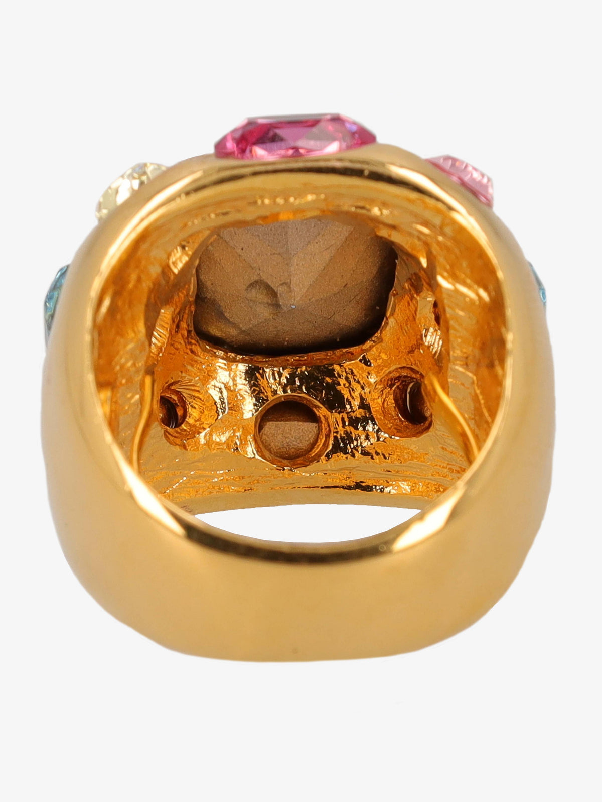 Kenneth Jay Lane Ring With Large Polychrome Stones CVR24.1.57  Kenneth Jay Lane 