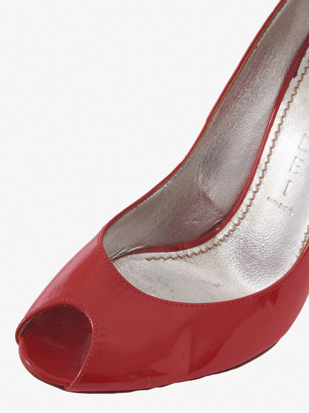 Casadei red patent leather open toe wedge CVM22.81.2  Casadei 