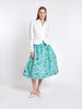 Gonna midi ispirata agli anni '50 in cotone verde acqua con motivo astratto