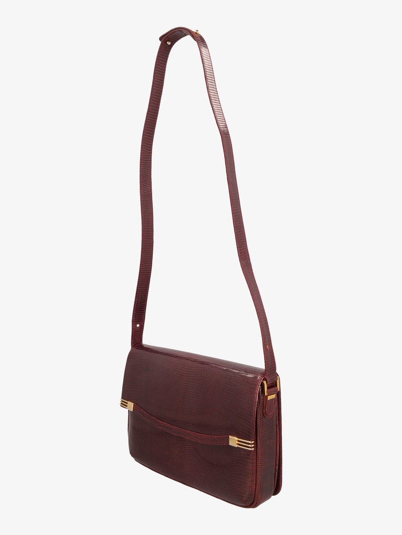 Vintage Burgundy Lizard Shoulder Bag WCV300625.36  Vintage 
