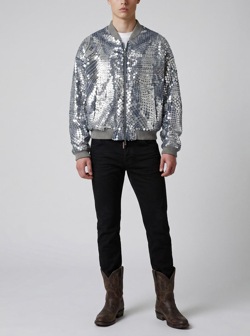 Dsquared2 Silver Supernova 80's Bomber Jacket CVM26.23.20  Dsquared² 