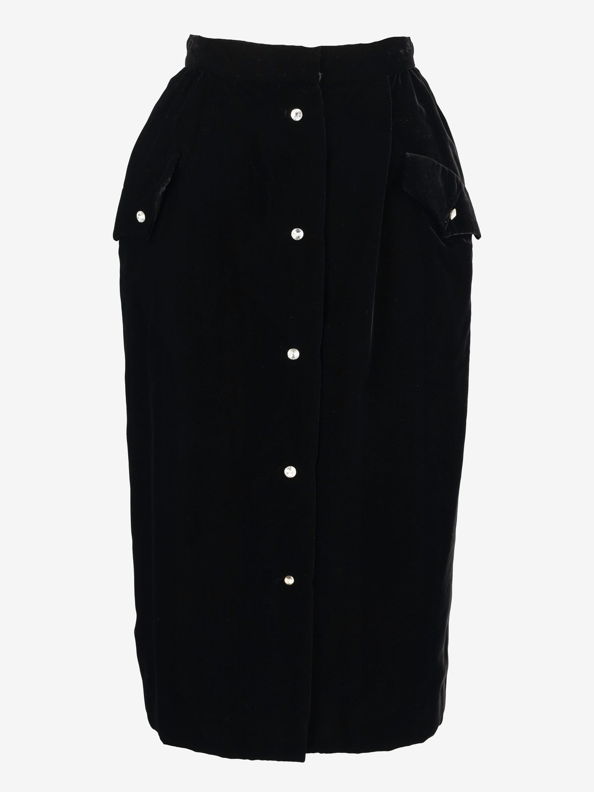 Valentino Boutique Long Velvet Skirt with Jewel Buttons MR260725.157  Valentino 