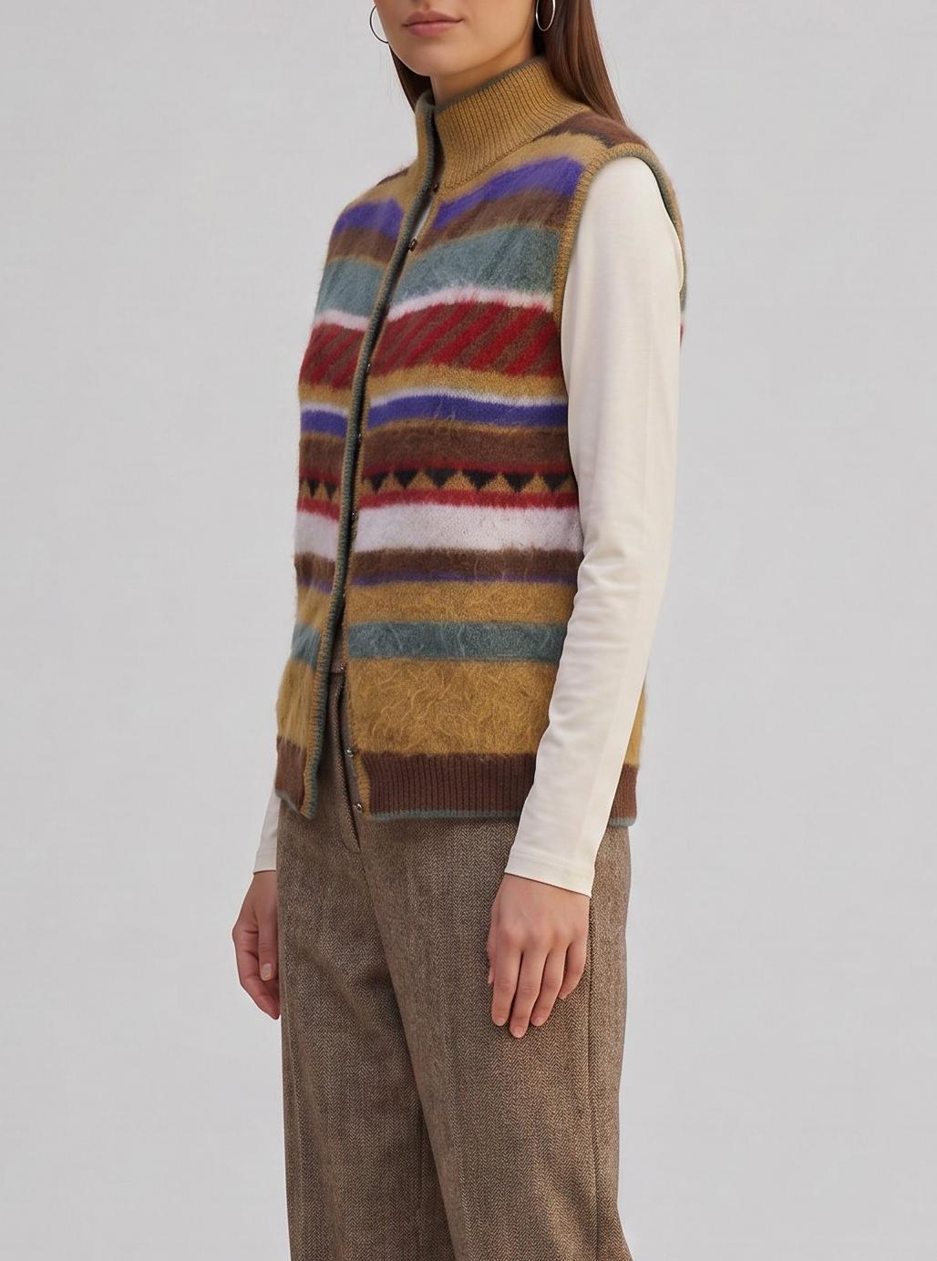 Enrico Coveri Multicolored Striped Sweater Vest MR241025.10  Enrico Coveri 