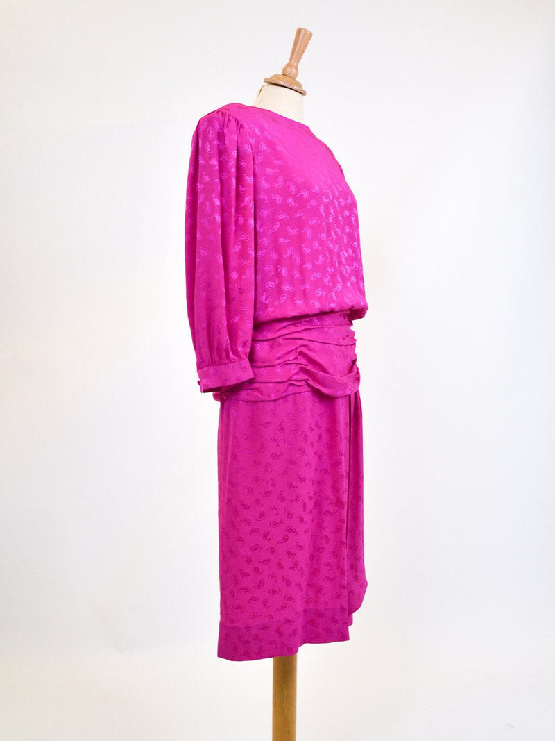 Maggy London by Jeannene Booher fuchsia silk dress, 80s W22041103  Maggy London 