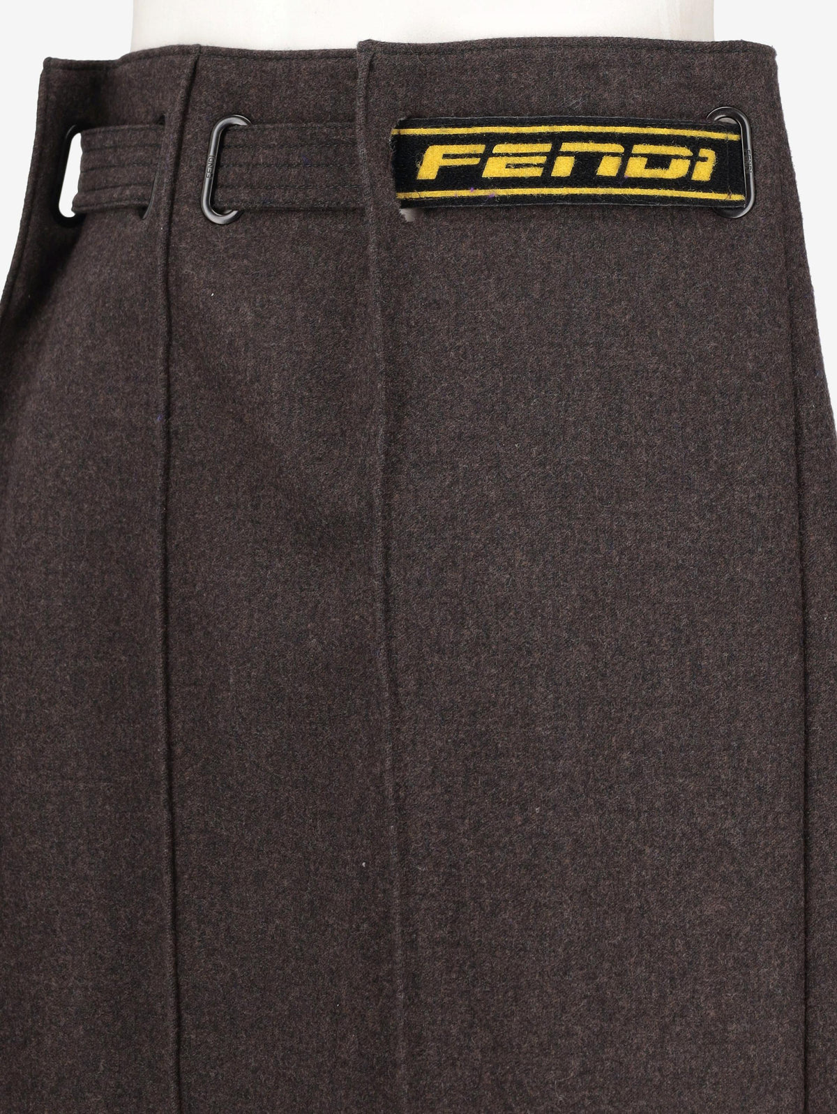 Fendi Wool Blend Long Skirt with Logo Belt CVM26.1.10  Fendi 