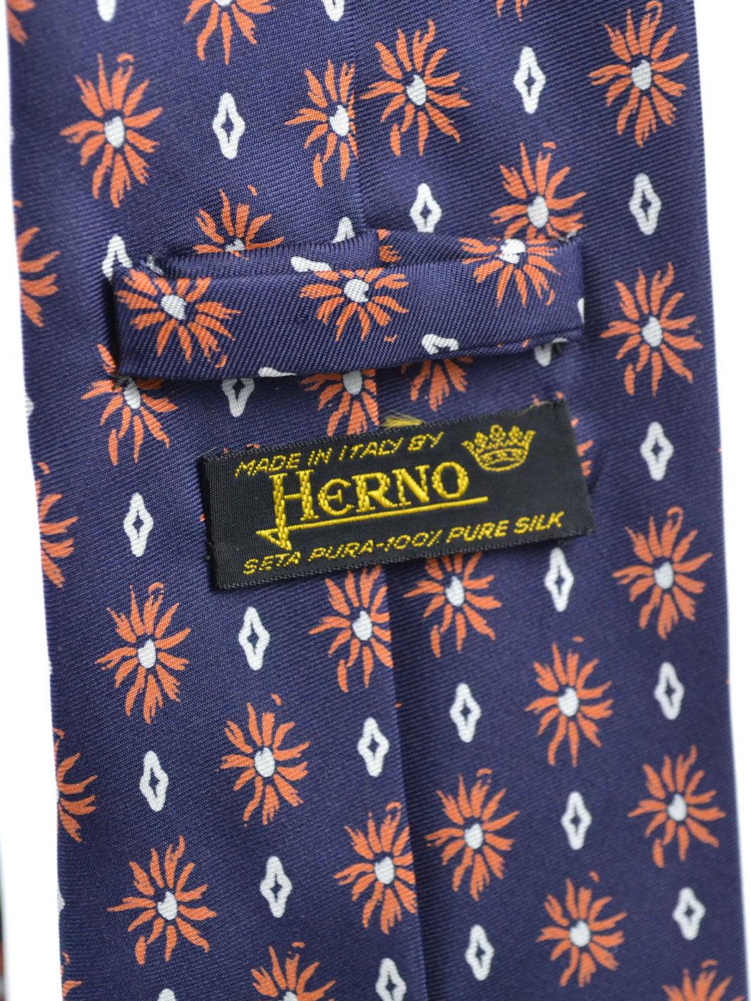 Y2K blue silk Herno tie with geometric pattern W22050607  Herno 