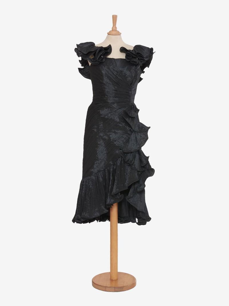 Vintage black silk dress MR202064  Vintage 