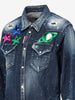 Dsquared2 Dark Ripped Metal Patch Western Denim Shirt CVM26.23.43  Dsquared² 