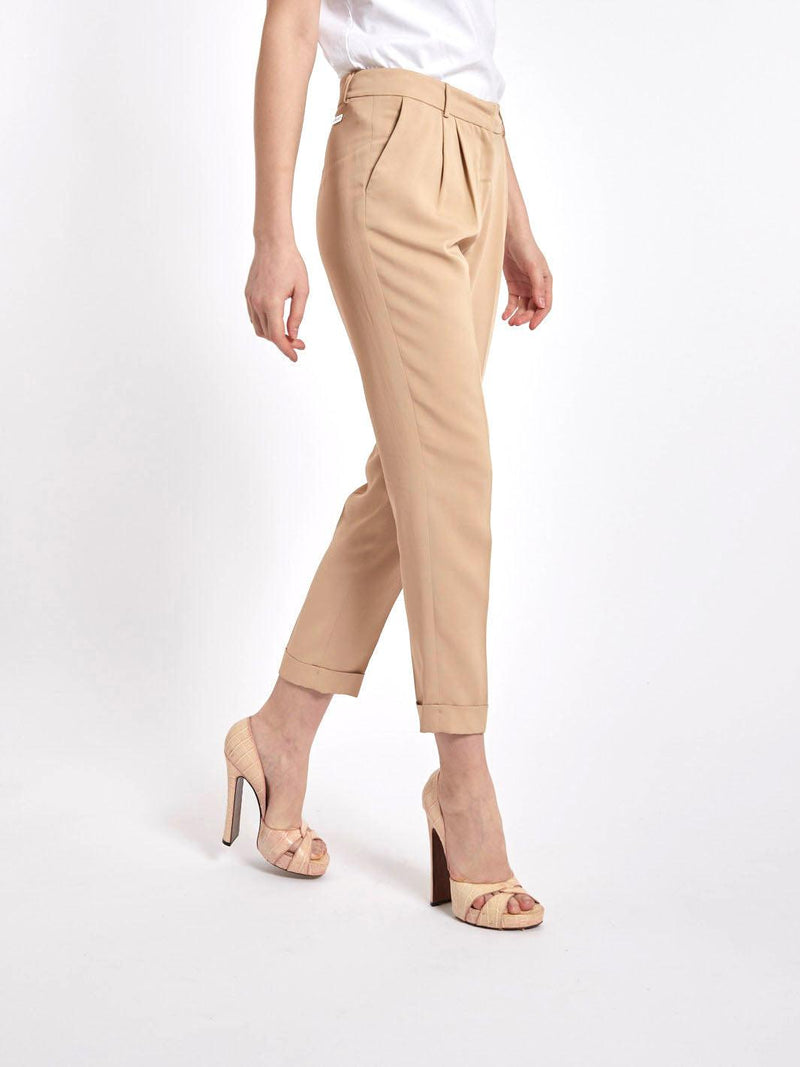 Y2K Blugirl beige pants in soft and fluid fabric with ankle lapels MZ1913467  Blugirl 