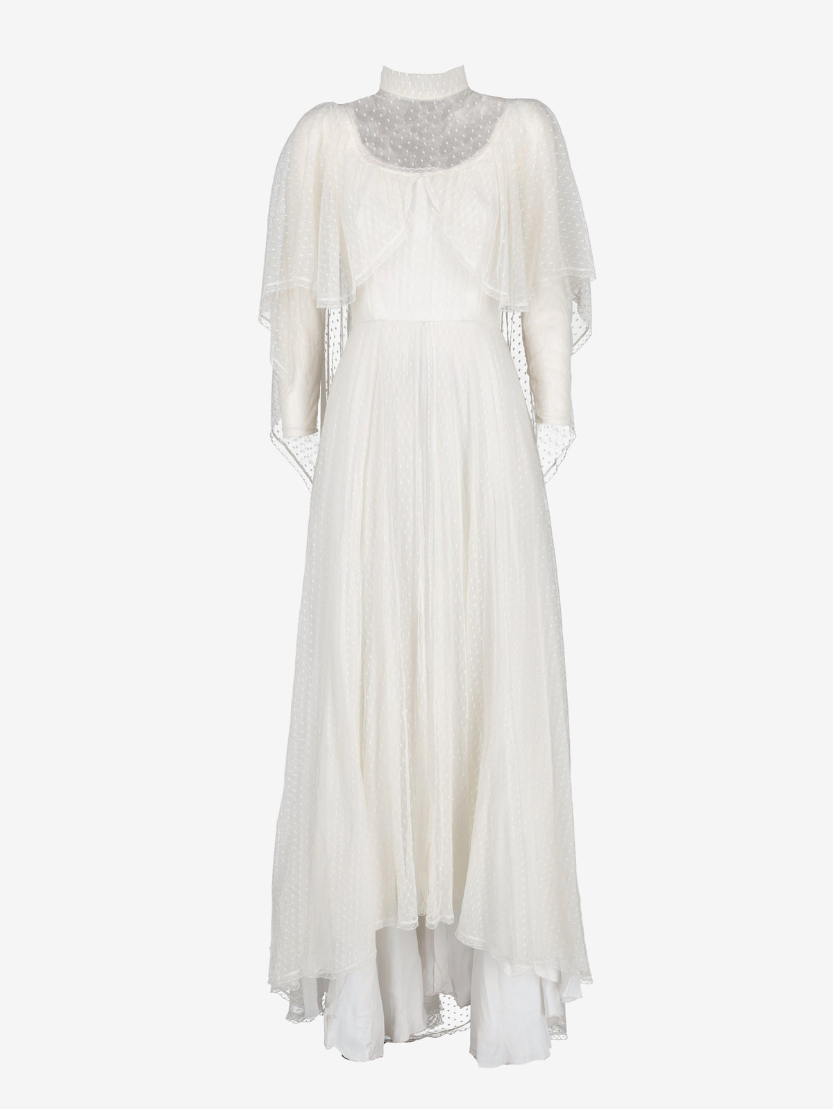 Vintage Tulle Wedding Dress with Polka Dot Embroidery and Cape Detail W240426.3  Vintage 