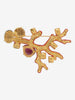 Kenneth Jay Lane Red Coral Branch Brooch With Rhinestones And Synthetic Pearls
