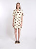 1960s Courrèges cotton dress in cream with brown drawings