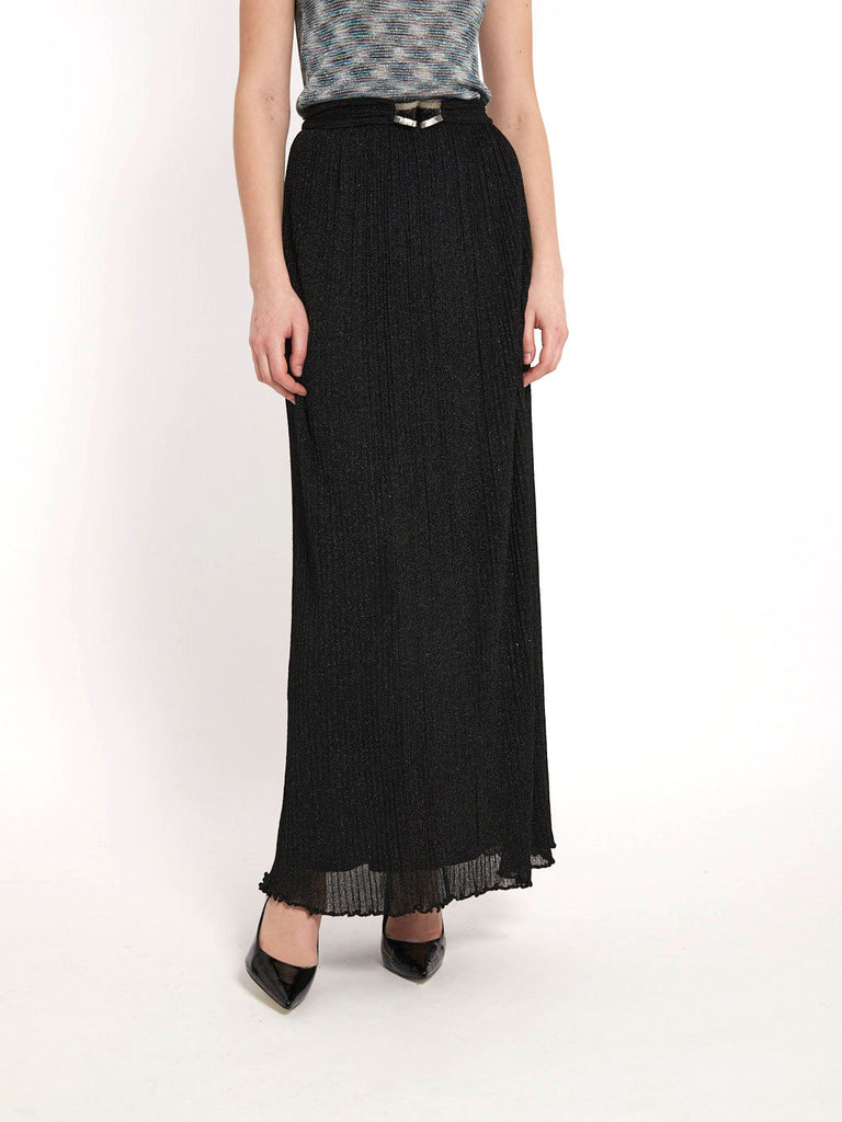 1970s Missoni black lurex long skirt