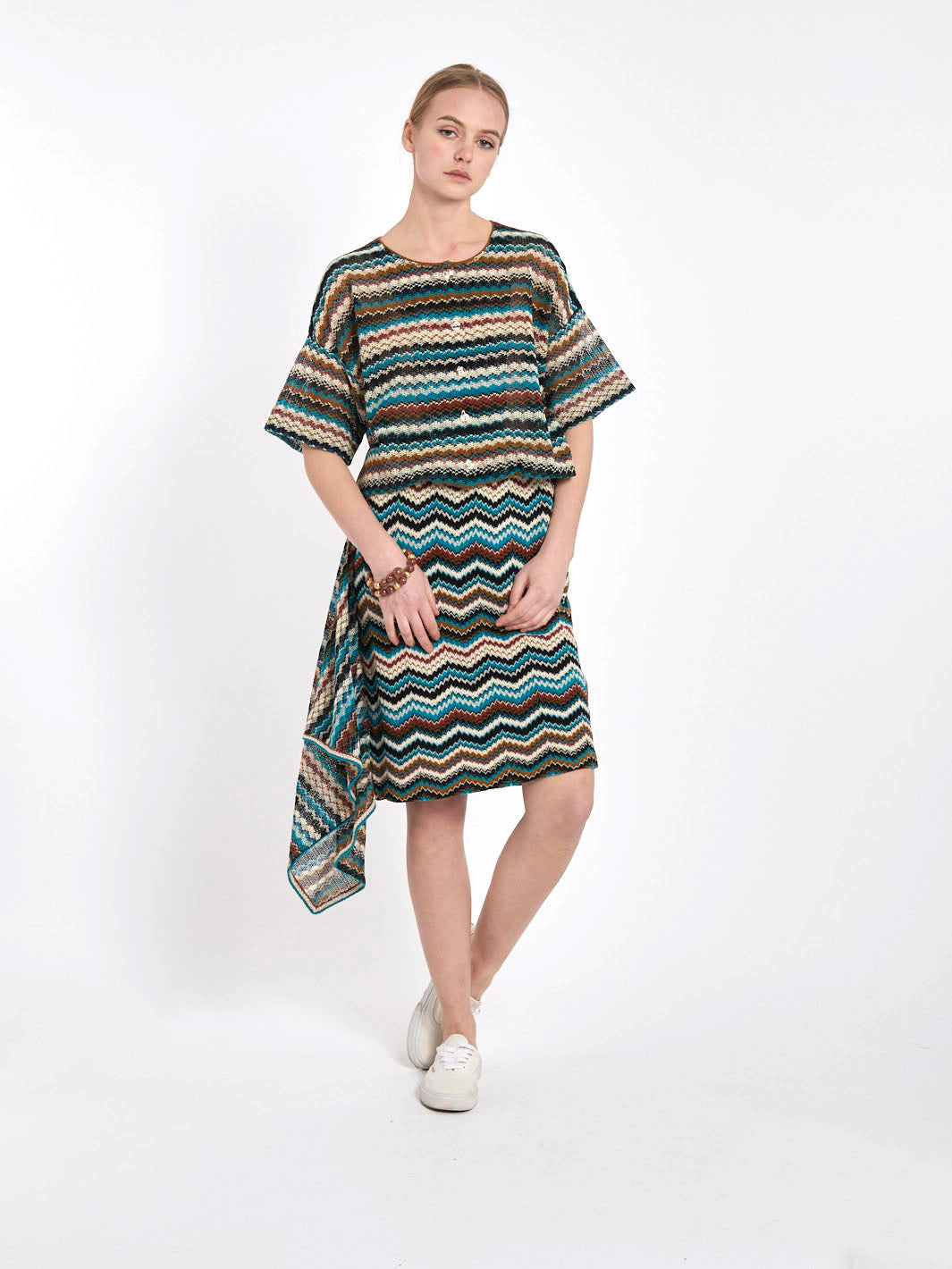 1970s Missoni knit dress with side drape