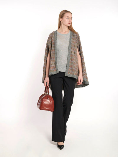 1970s Missoni woollen cape with check pattern