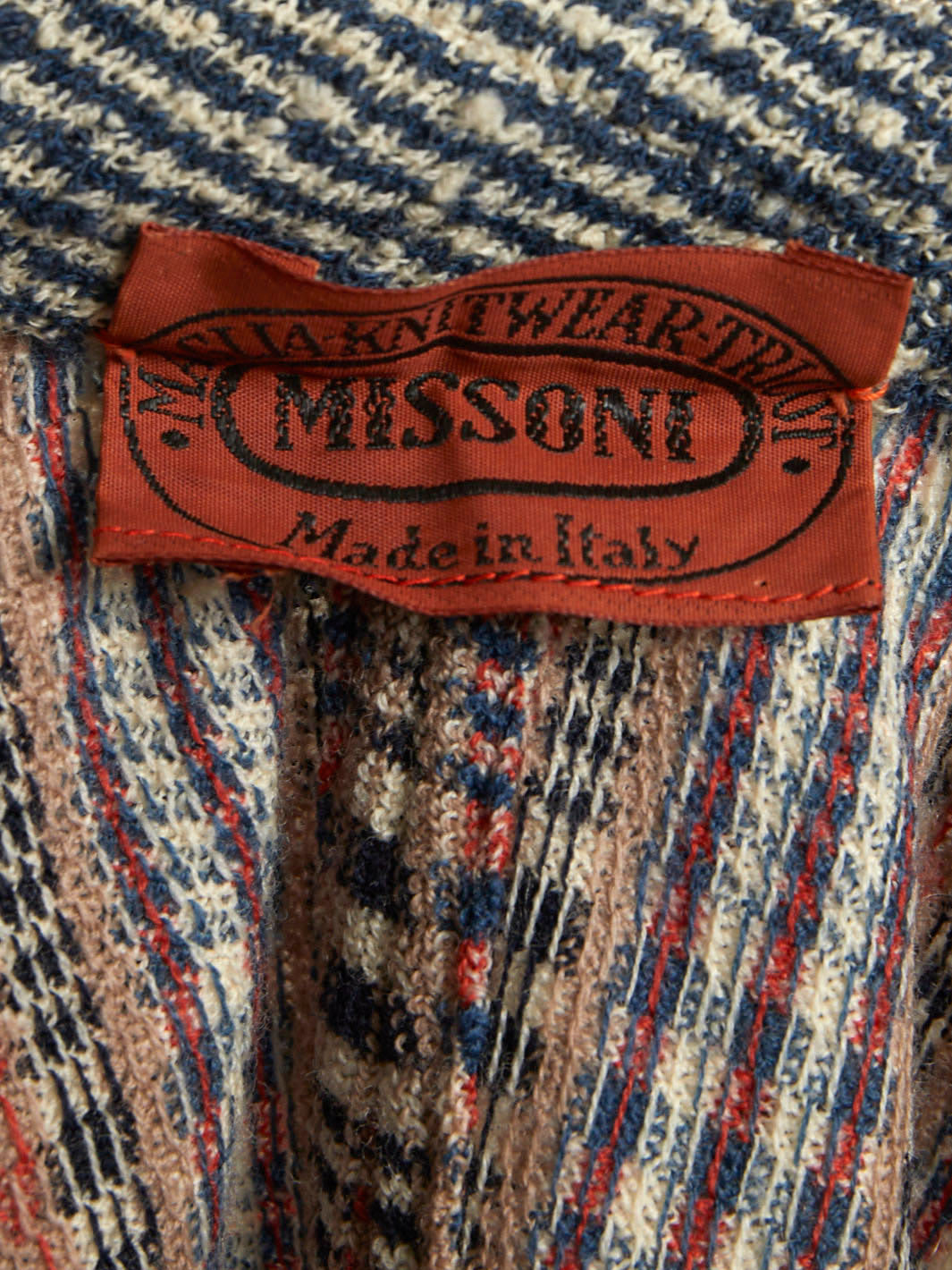 Mantella Missoni anni '70 in lana con motivo check