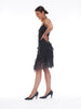 1990s Genny evening dress in black ramie