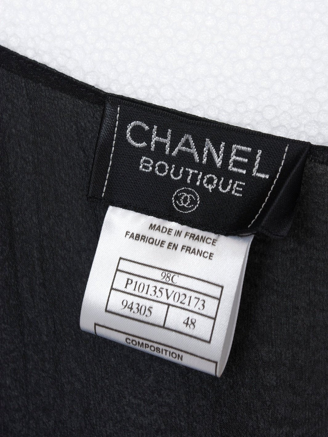 2010 Chanel top in black silk chiffon